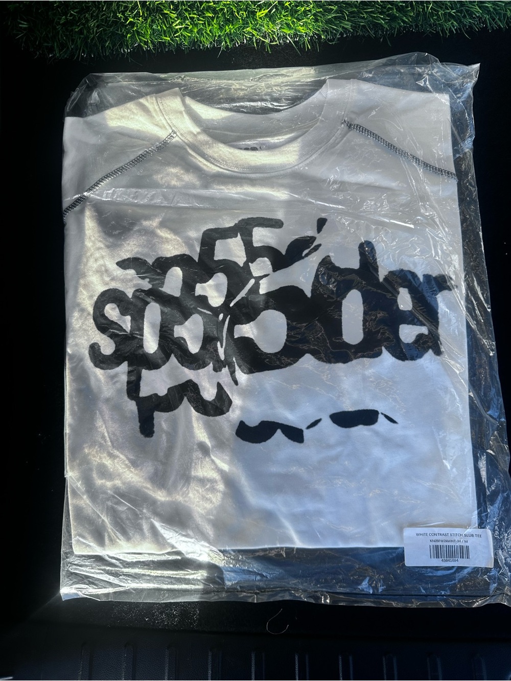 Men's White Graphic Crew Neck Shirt - Black Print
